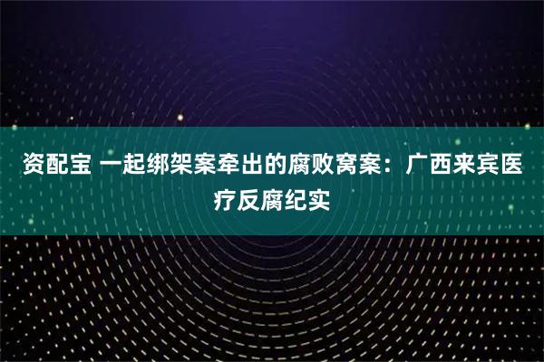 资配宝 一起绑架案牵出的腐败窝案:广西来宾医疗反腐纪实